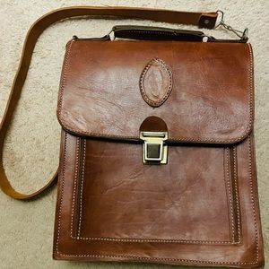 Handmade leather messenger crossbody from Morocco